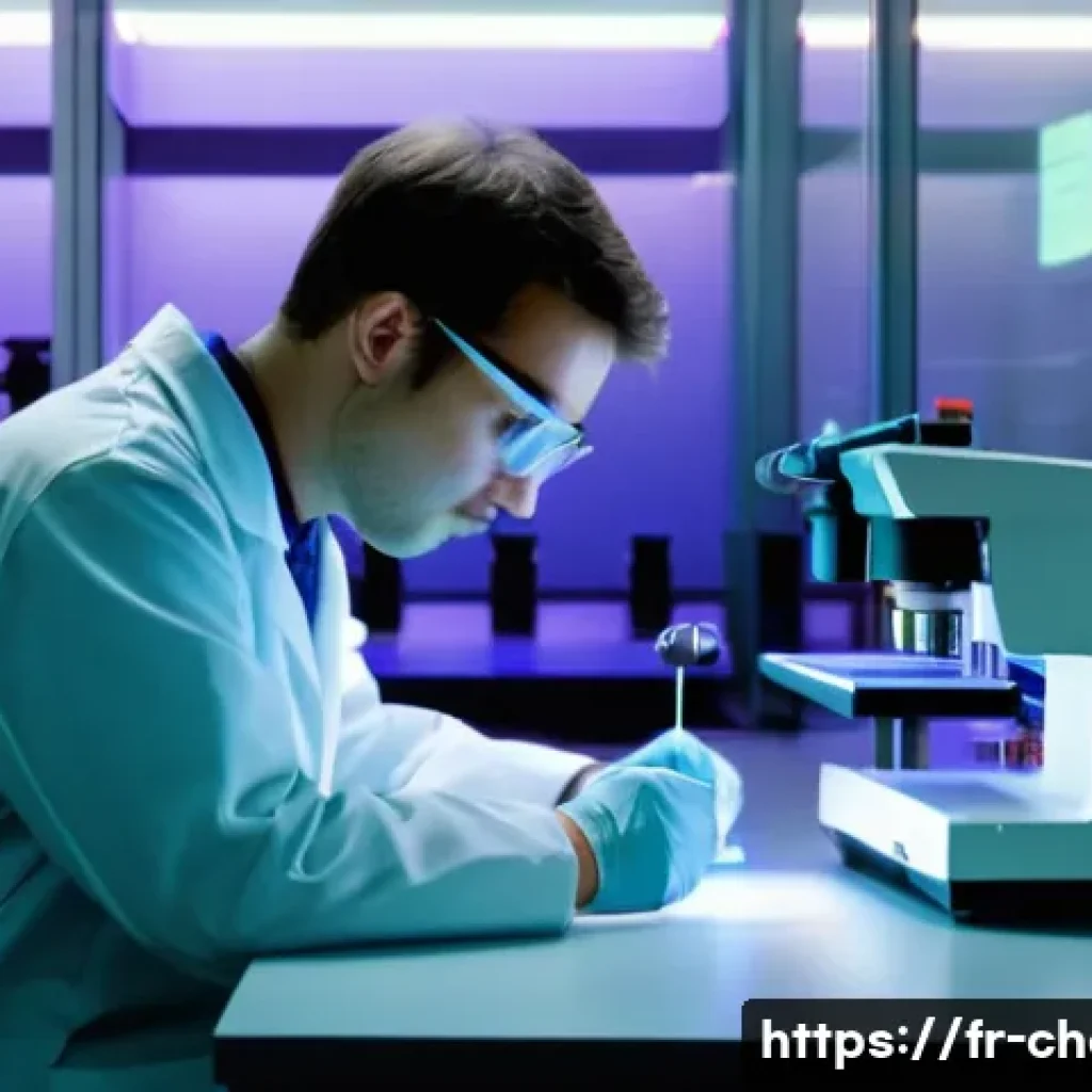 UV Vis 분광법 - **"The Revelation of Light in the Lab"**
    A highly detailed, realistic image of a modern, brightl...
