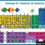 무기화합물 명명법 - A detailed and vibrant educational illustration of inorganic chemical formulas, featuring colorful e...