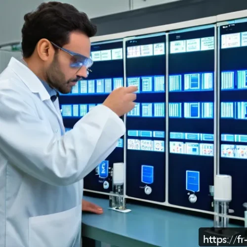 상수와 반응 속도론 - A detailed scientific laboratory scene showing a chemist adjusting temperature controls on advanced ...